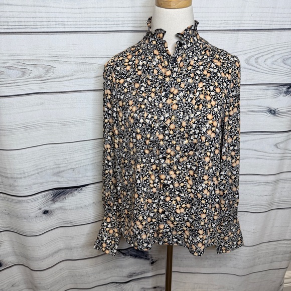 Nili Lotan x Target Black and Orange Floral Blouse - Picture 1 of 4